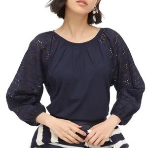 J. Crew Long-sleeve eyelet top